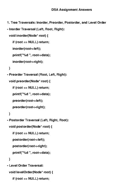 DSA Assignment Answers - DSA Assignment Answers Tree Traversals ...
