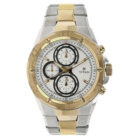 Buy Online Titan Chronograph White Dial Stainless Steel Strap watch for ...