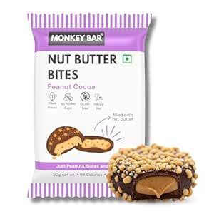 MONKEY BAR Nut Butter Bites - Peanut Cocoa - 55% Dark Chocolate Truffle ...