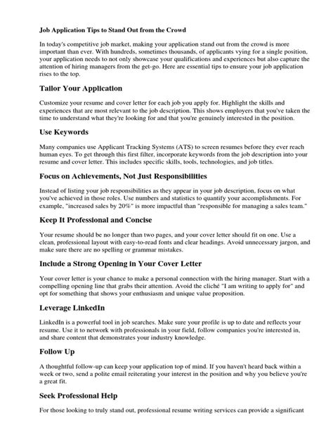 Image result for Example of a Good Job Application