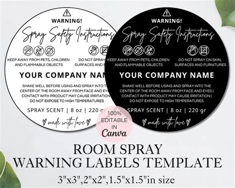 Buy Room Spray Warning Label, Printable Spray Safety Instructions ...