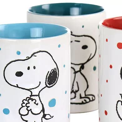 Gibson Peanuts Freckled Joy 15oz Stoneware 4 Piece Mug Set in Assorted ...