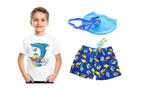 Baby Boys Two Piece Swimsuits Rash Guard Short Sleeve Catroon Shark ...