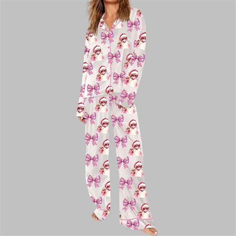 Christmas Santa Coquette Bow Pajama Set - gullprint.com
