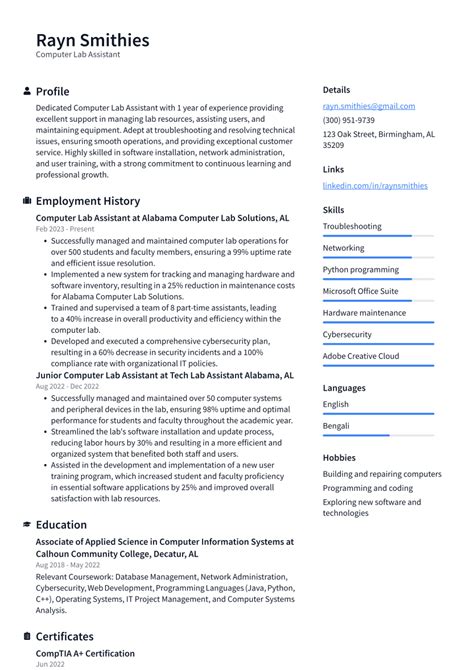 Image result for Lab Assistant Resume Example