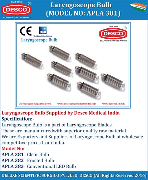 Laryngoscope Bulb Manufacturers, Exporters and Suppliers India