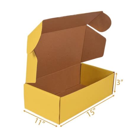 Yellow Mailer Box (inside Kraft) - 15 x 11 x 3 Inch