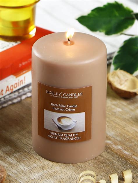 Hosley Highly Fragrance Hazelnut Crème 4inch Pillar Candle - Hosley India