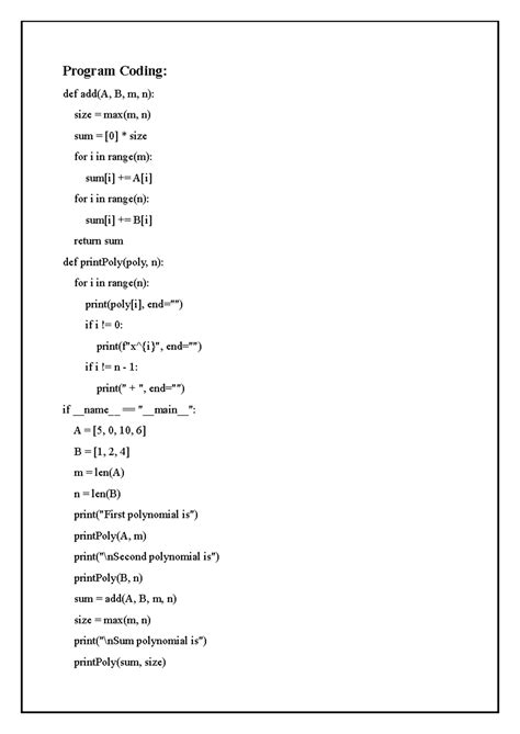 DSA Program 6A - Hello - Program Coding: def add(A, B, m, n): size ...