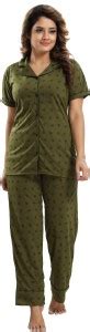 Womenoire Women Printed Dark Green Shirt & Pyjama set Price in India ...