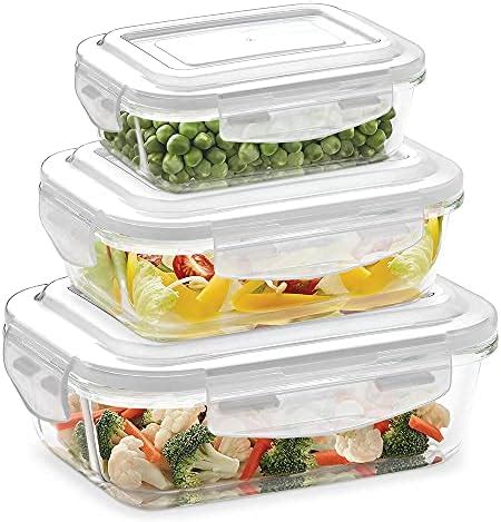 Buy AGARO Borosilicate Glass Containers with Lids, 3 pcs Set, 370ml ...