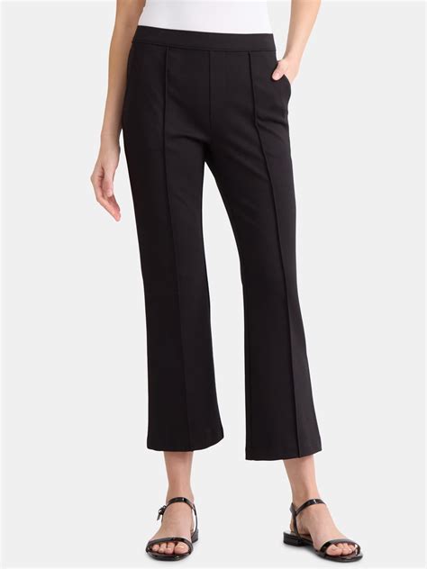 Time and Tru Women's Cropped Flare Pants, 26" Inseam, Size XS-XXXL ...
