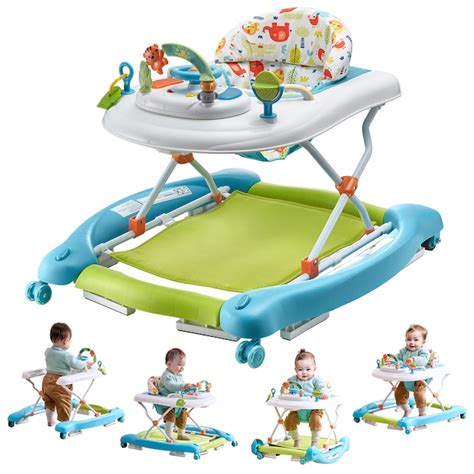 VEVOR 4-in-1 Baby Walker Foldable Baby Activity Center on Wheels 3 ...