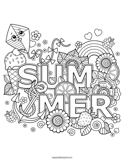 Free Printable Summer Colouring Pages for Kids - Happy Toddler Playtime