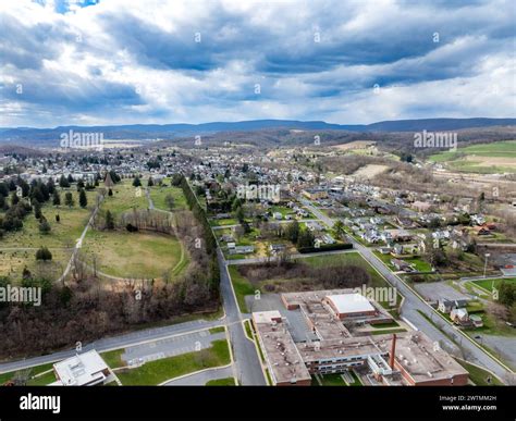 Jersey Shore, PA, USA - 03-17-2024 - Cloudy winter / spring aerial ...