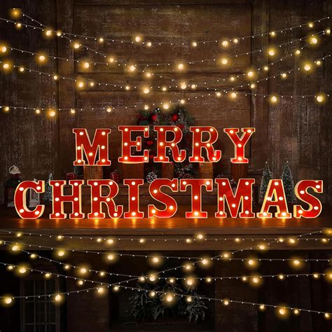 Amazon.com: MERRY CHRISTMAS Led Letters Lights Light Up Sign Christmas ...