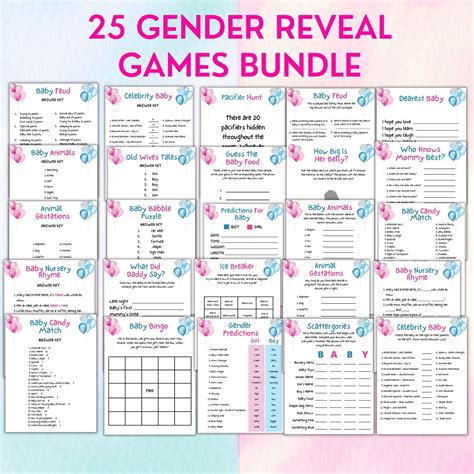 25 Gender Reveal Games | Printable Gender Reveal Party Games | Baby ...