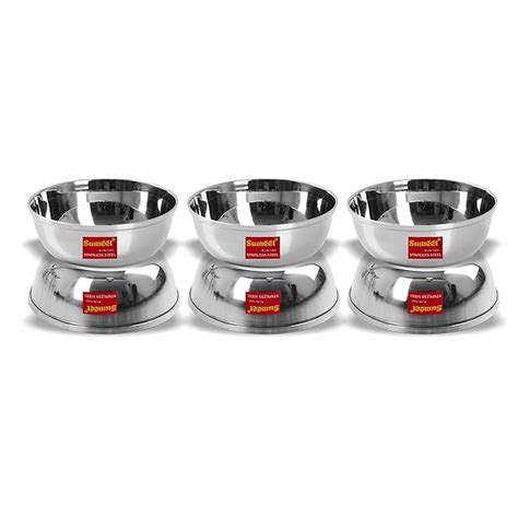 Buy Sumeet Stainless Steel Solid Bowl/Wati Set | 6 Pieces - 350ml Each ...
