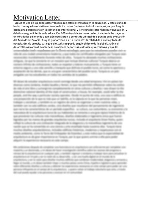 SOLUTION: Motivation letter for an architecture major in spanish ...