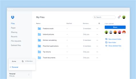 Image result for Dropbox User Interface
