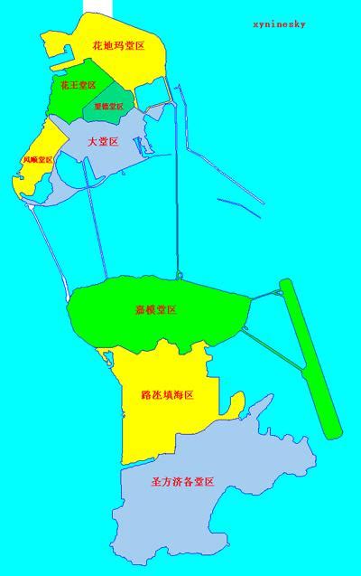 澳门特别行政区行政区划图：澳门八大堂区区划分区域_房家网