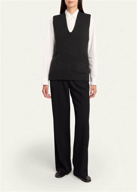 THE ROW Marte V-Neck Cashmere Sweater Vest - Bergdorf Goodman