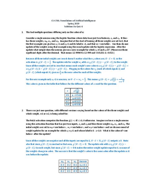 4700 2020sp q6 solutions - CS 4700, Foundations of Artificial Intelligence Spring 2020 Solutions ...