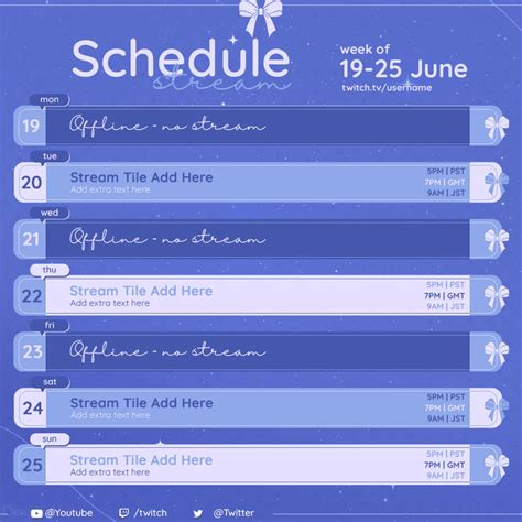 Customizable Stream Schedule Templates for Creators – Dexpixel