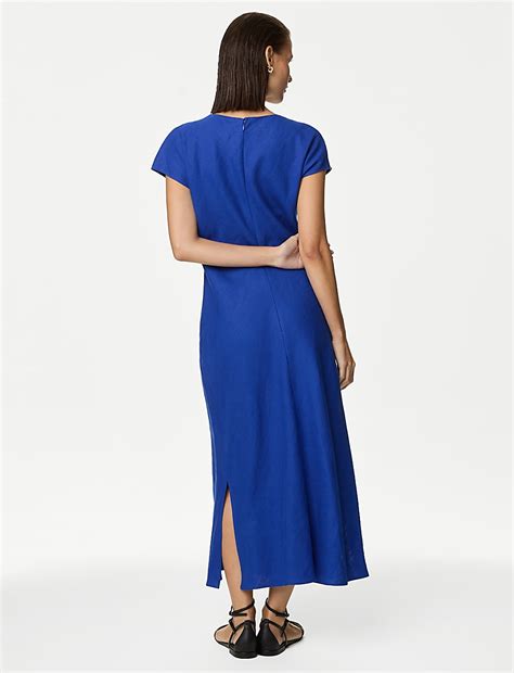 Buy Pure Irish Linen Pleat Front Midaxi Dress at Marks & Spencer