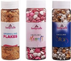 TastyCrafts Cake Decoration Items Edible Combo kit - Sparkling Flakes ...