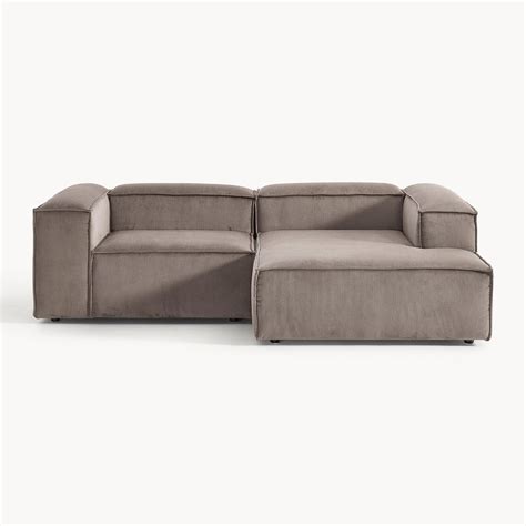 Elegant Edge 2 Seater Versatile Corduroy Grey L Shaped Sofa – Nestroots