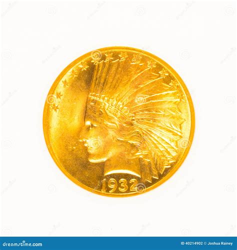 Gold Indian Head Coin Isolated Stock Photo - Image of value, coin: 40214902