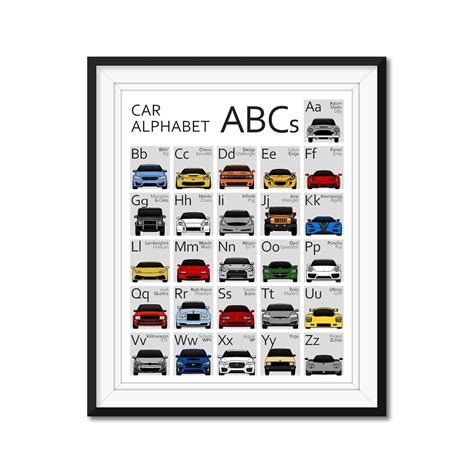 Buy ABC Car Poster - Handmade Print of A to Z - 8x10" Satin Print ...