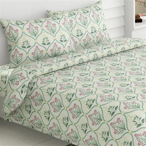 haus & kinder Pure Cotton Queen Size Floral Bedsheet with 2 Pillow ...