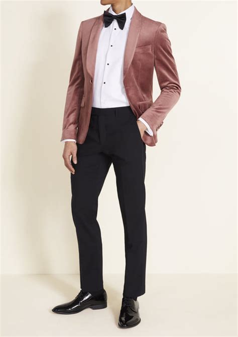 Slim Fit Dusky Pink Velvet Tuxedo Blazer Suit – Tumuh