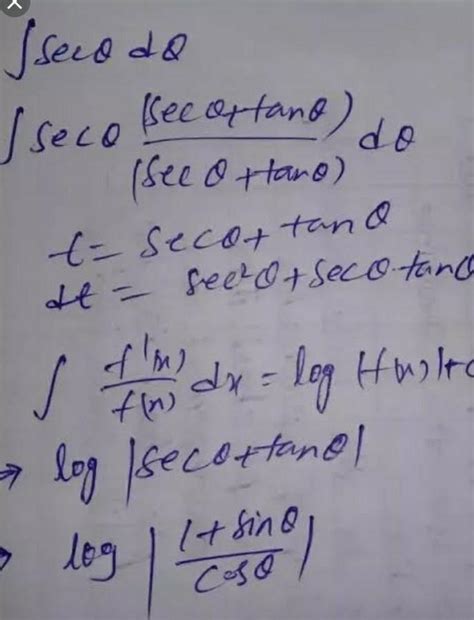 integration of sec theta d theta - Brainly.in