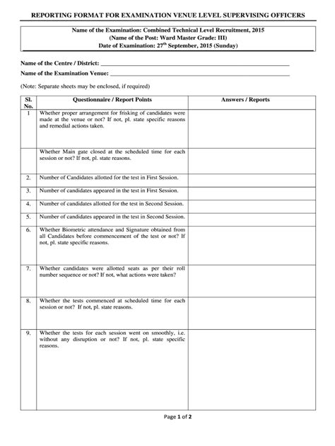 Fillable Online wbsscregistration nic Reporting format for examination ...