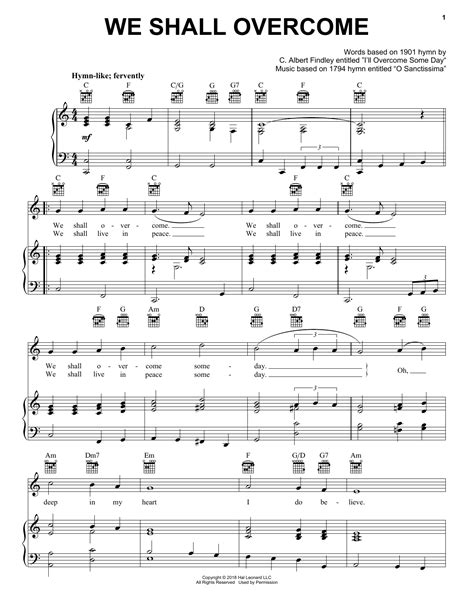 We Shall Overcome Piano Chords - Sheet and Chords Collection