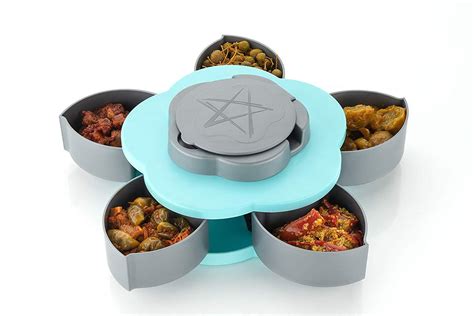 AR Five Compartments Flower Candy Box Serving Rotating Tray Dry Fruit ...