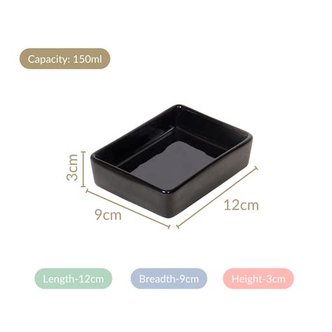Shallow Rectangular Ceramic Dessert Dish Set Of 6 Black Online ...