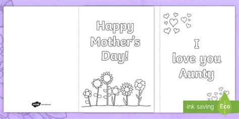 Mother's Day Card Template for Aunty (teacher made) - Twinkl