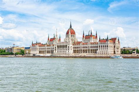 Very beautiful and colorful street in Budapest, the capital of Hungary. Street life in European ...
