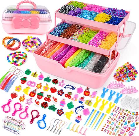 Sanlebi Rubber Loom Bracelet Kit with 3 Layer Container, 15000 PCS ...