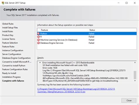 Image result for SQL Server Express 2017 Installation Error