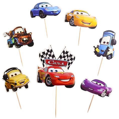 A208 Mcqueen Car Cake Toppers | Cartoon Paper Theme Toppers Set ...