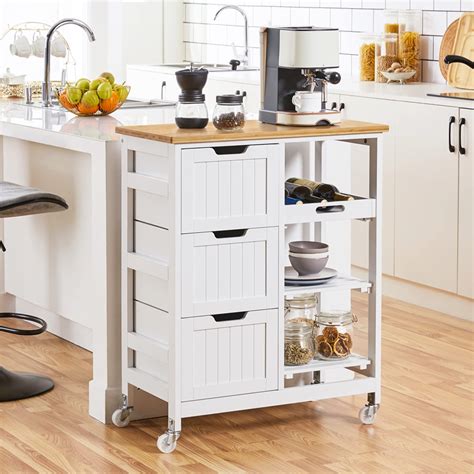 Yaheetech Kitchen Island Cart with Bamboo Countertop