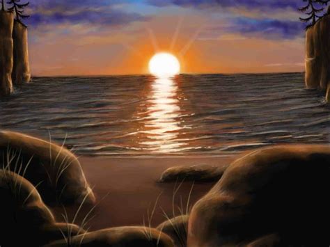 Beach Sunset Sketch at PaintingValley.com | Explore collection of Beach ...
