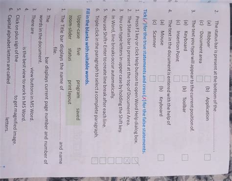 ma 3. (a) 2. The status bar is present at the bottom of the.. (a ...