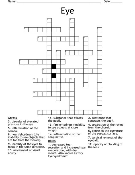 Eyes Crossword - WordMint