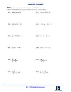 Image result for Solving Three-Step Equations Worksheet